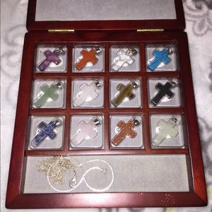 Semi-Precious Stone Cross Necklaces